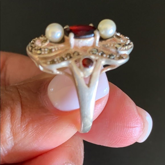 Garnet and Pearl Sterling Silver ring💍✨ - Picture 2 of 9